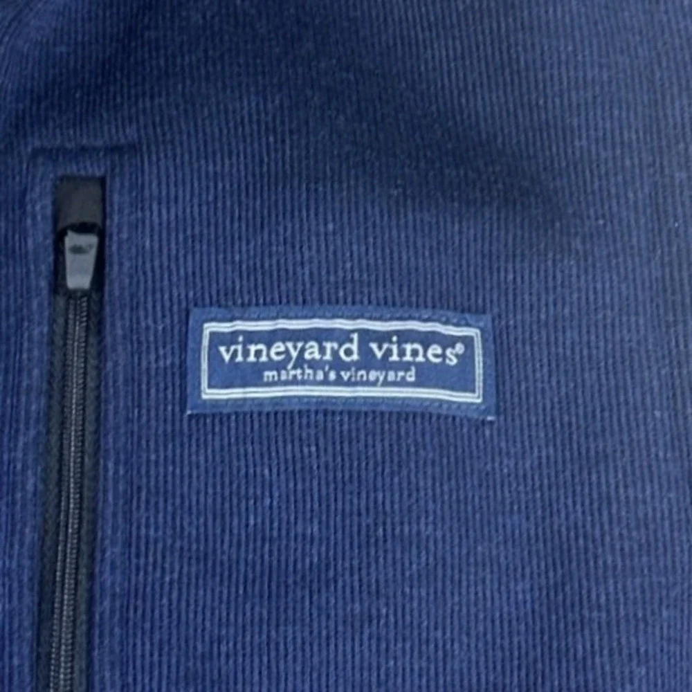 Vineyard Vines Mens Mountain Sweater Fleece Vest Nautical Navy‎ Full Zip Blue XS
